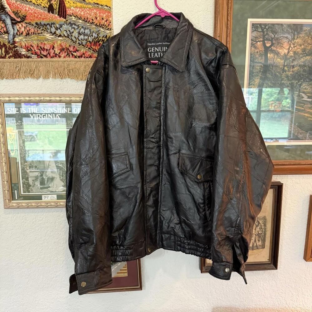 Vintage 90s RARE Napoline Leather Lined Handcrafted Jacket‎ Size 2XL